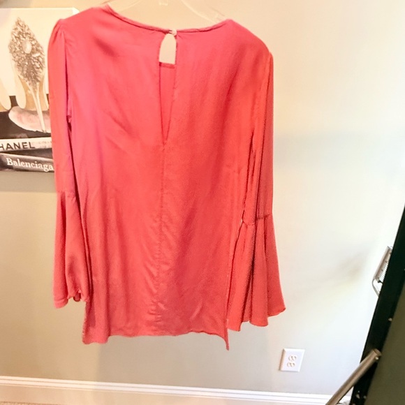 Elizabeth and James Pink Boatneck Fluted Sleeve Silk Mini Shift Dress XS $495 - Picture 6 of 15